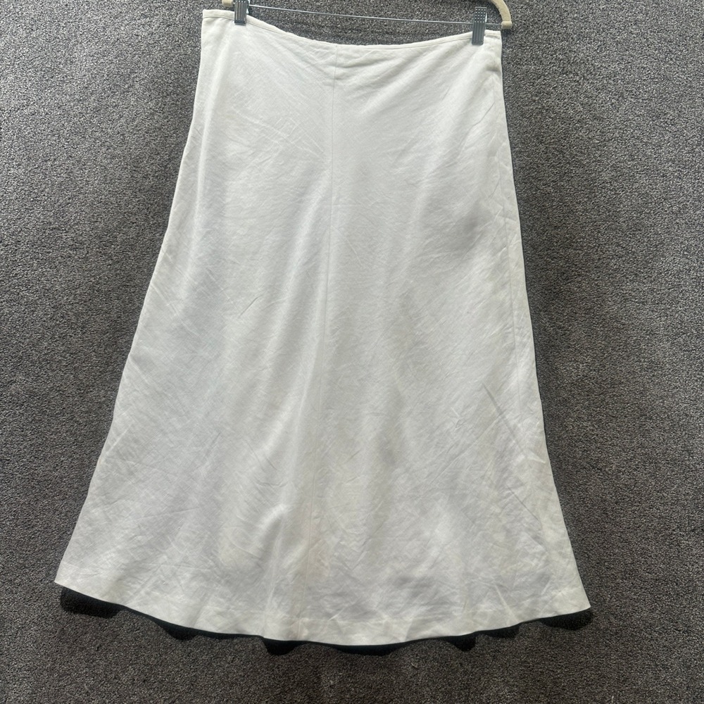 Talbots A-Line Maxi Skirt Womens 12 White 100% Linen Classic Summer Neutral